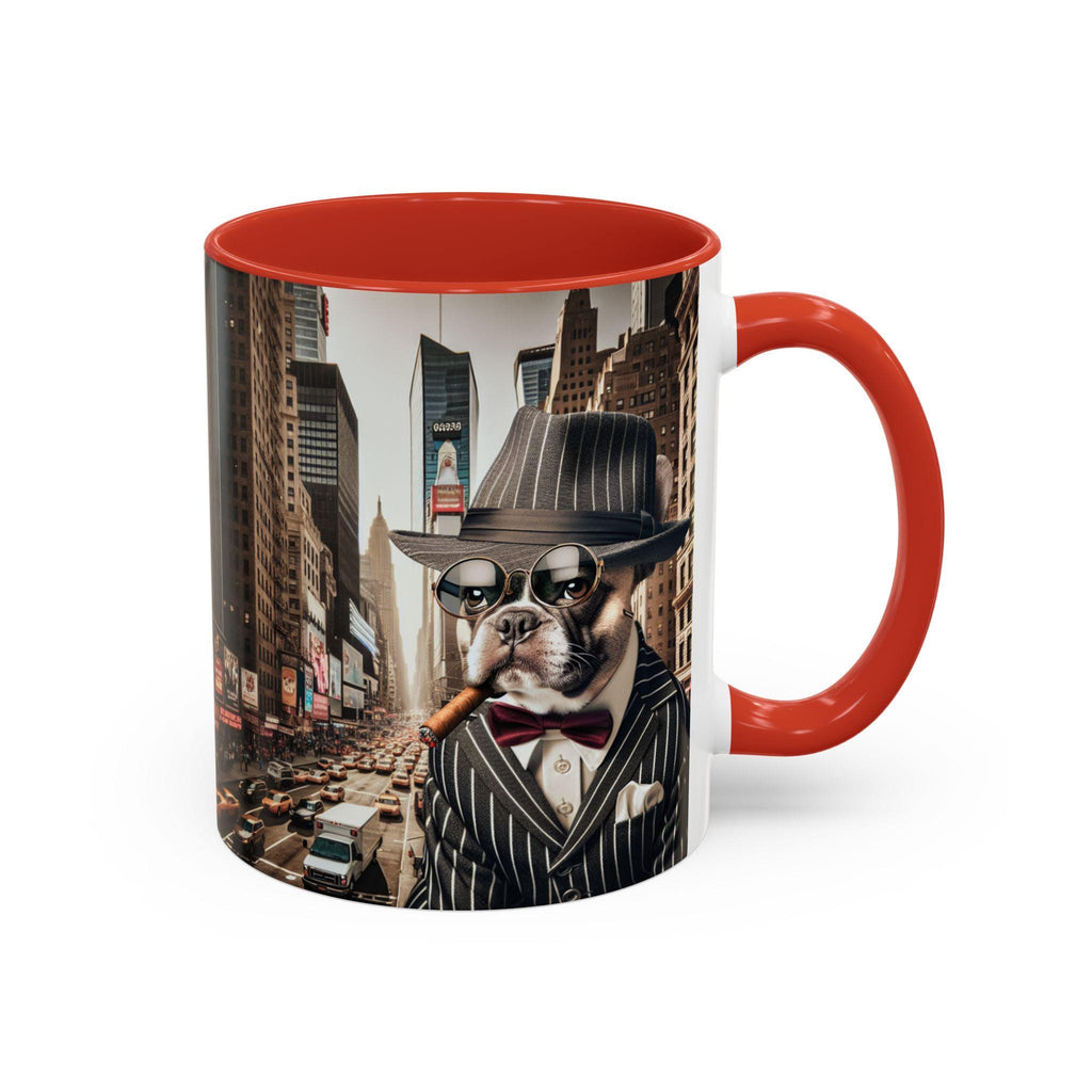 French Bulldog Ceramic Coffee Mug – 1920s Pinstripe Suit Cup, Gangster Dog Owner Gift