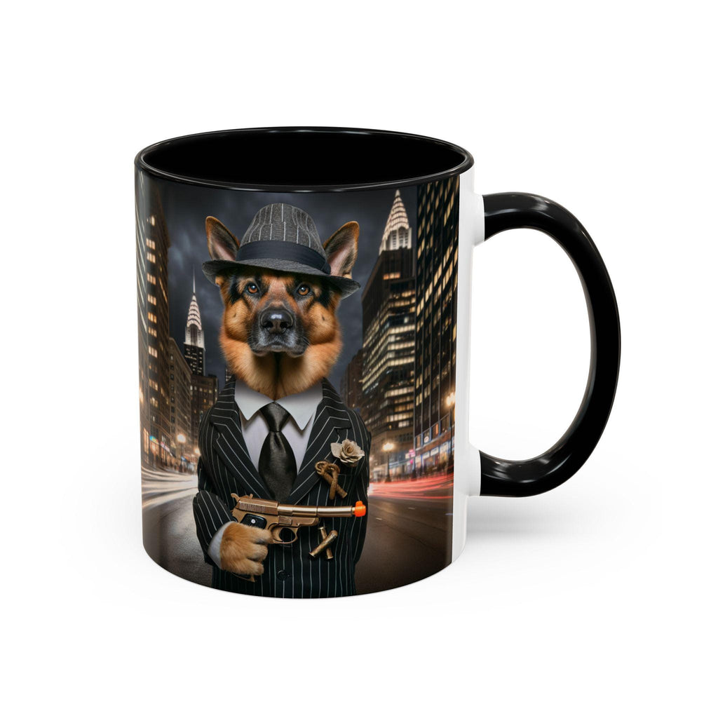 German Shepherd Gangster Accent Mug – 1920s Mob Dog Coffee Cup – Funny Dog Lover Gift