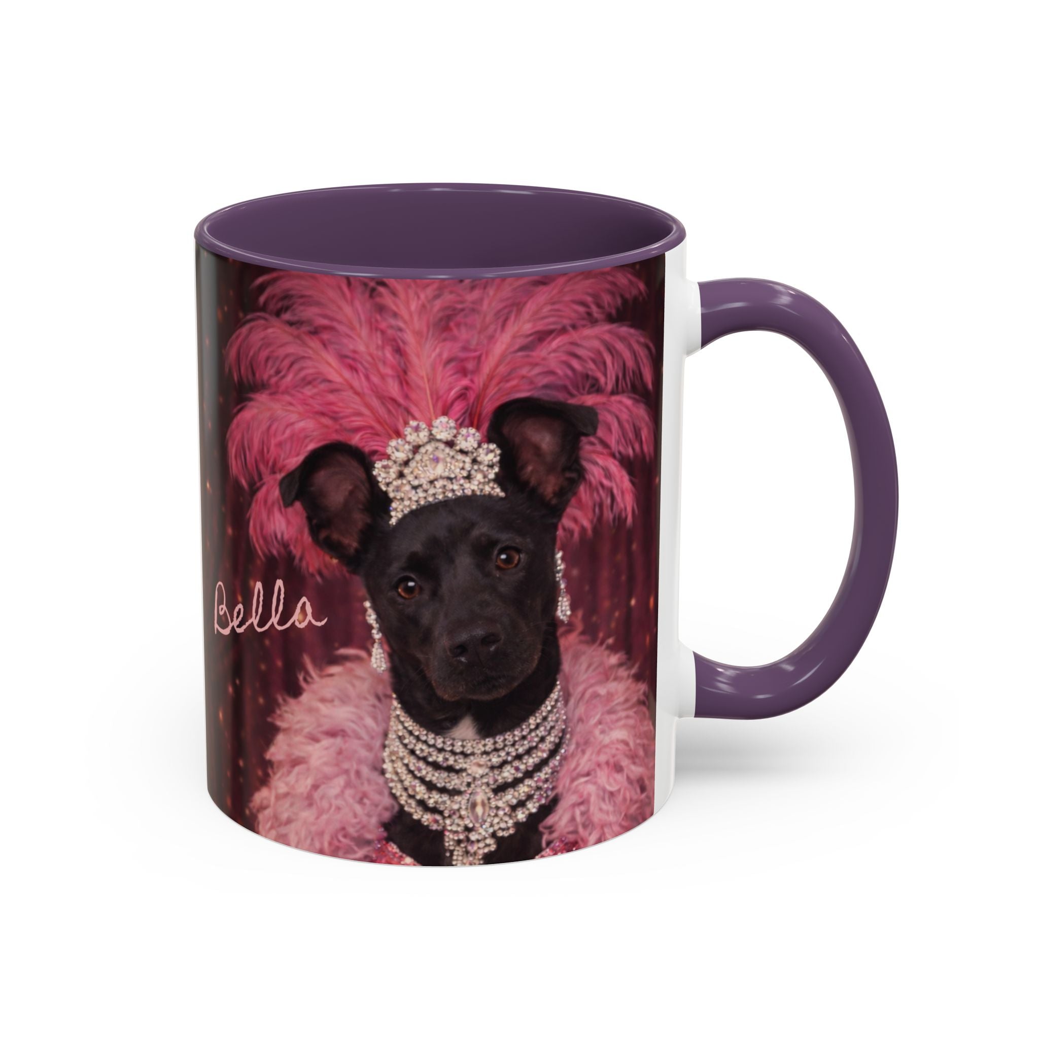 Bella the Showgirl Coffee Mug — Vintage Mob Dog Stage Design