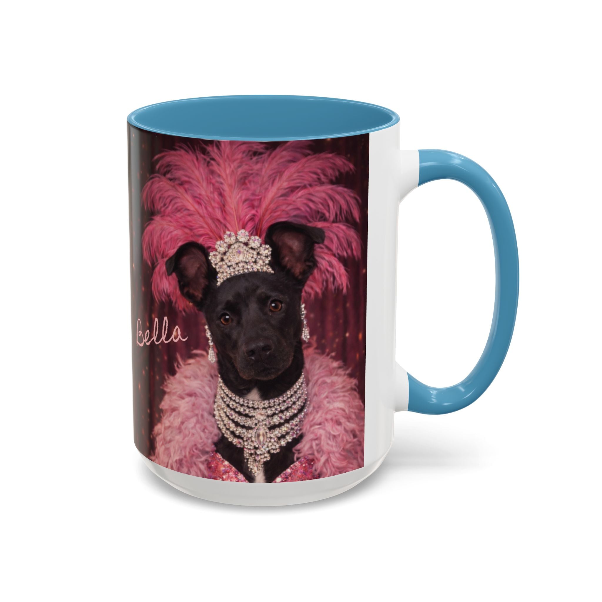 Bella the Showgirl Coffee Mug — Vintage Mob Dog Stage Design