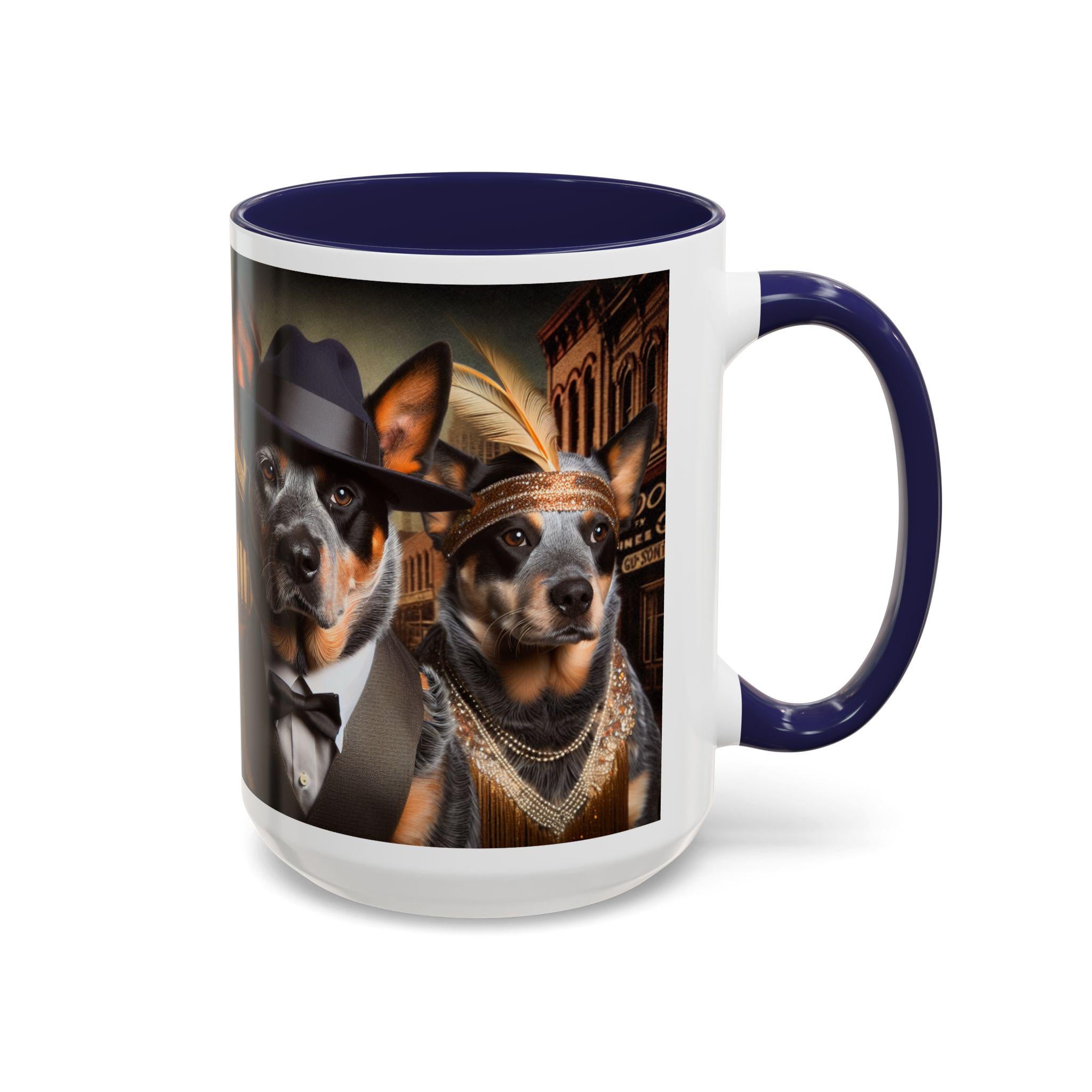 Flapper & Gangster Dog Mug – 1920s Speakeasy Duo | Vintage Australian Cattle Dog Gift