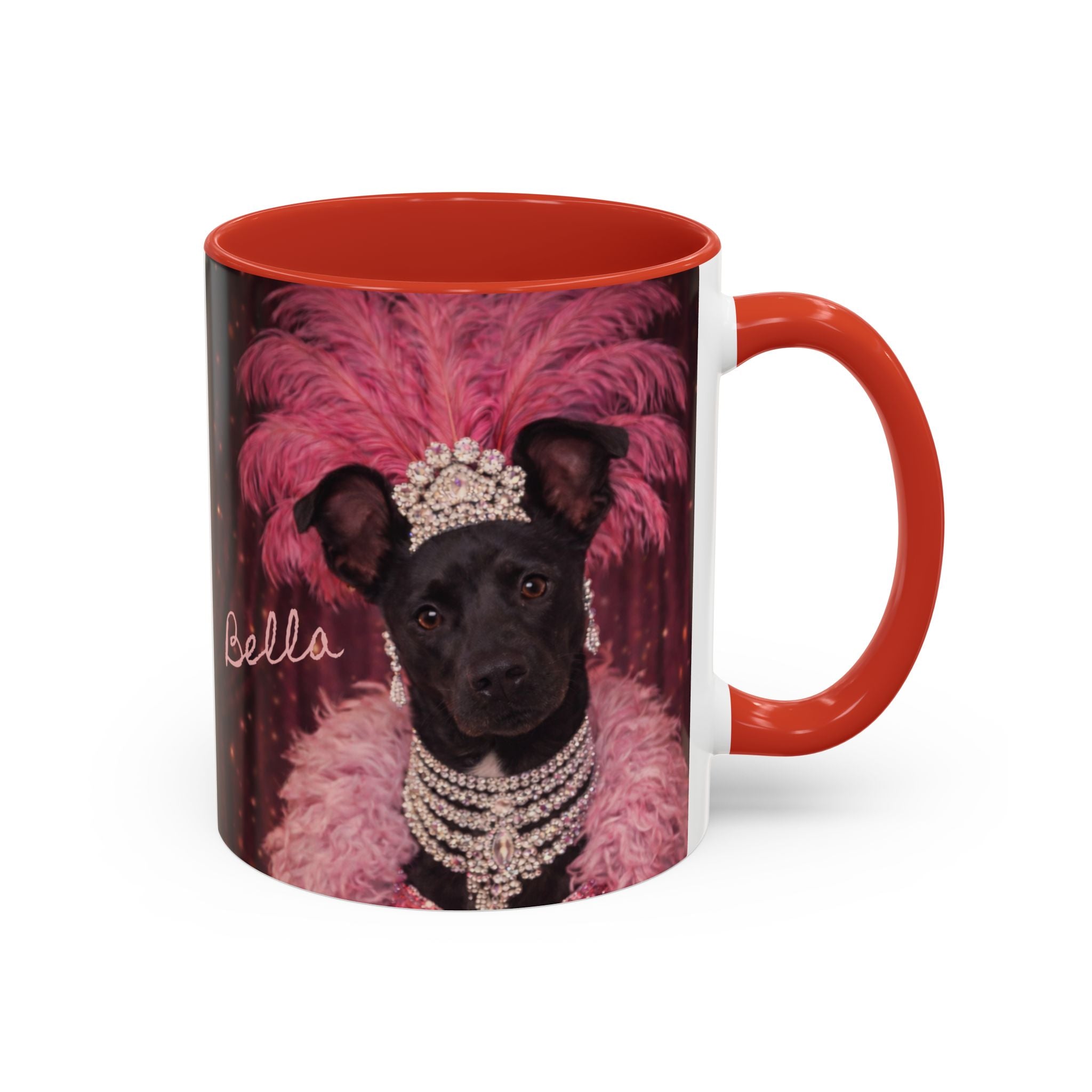 Bella the Showgirl Coffee Mug — Vintage Mob Dog Stage Design