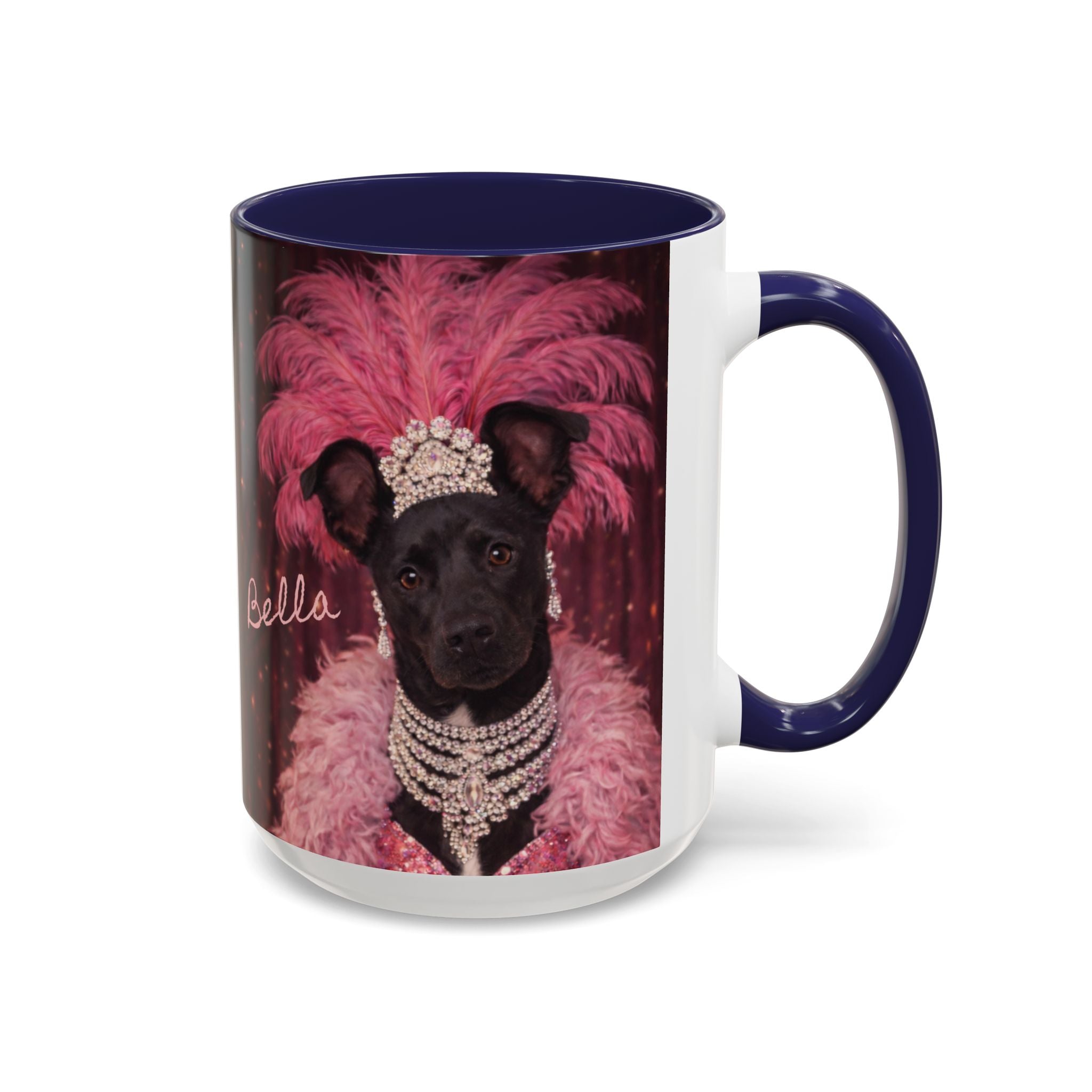 Bella the Showgirl Coffee Mug — Vintage Mob Dog Stage Design