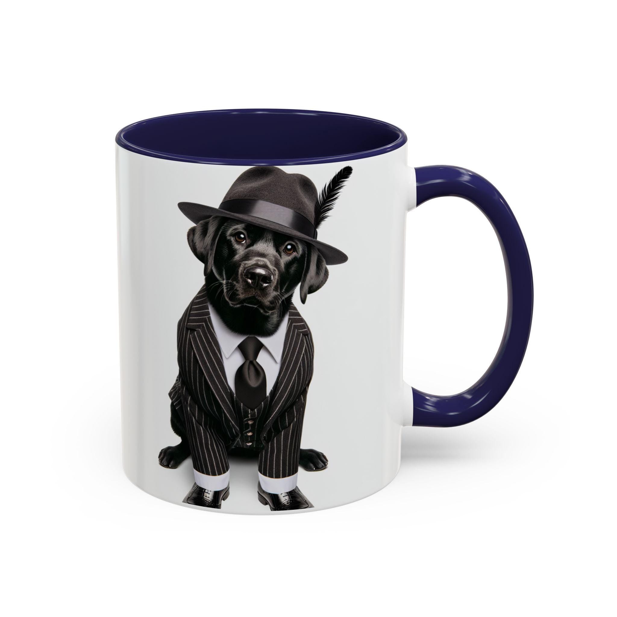 Black Lab Gentleman Accent Coffee Mug, Labrador Dog Lover Gift, Pet Owner Present