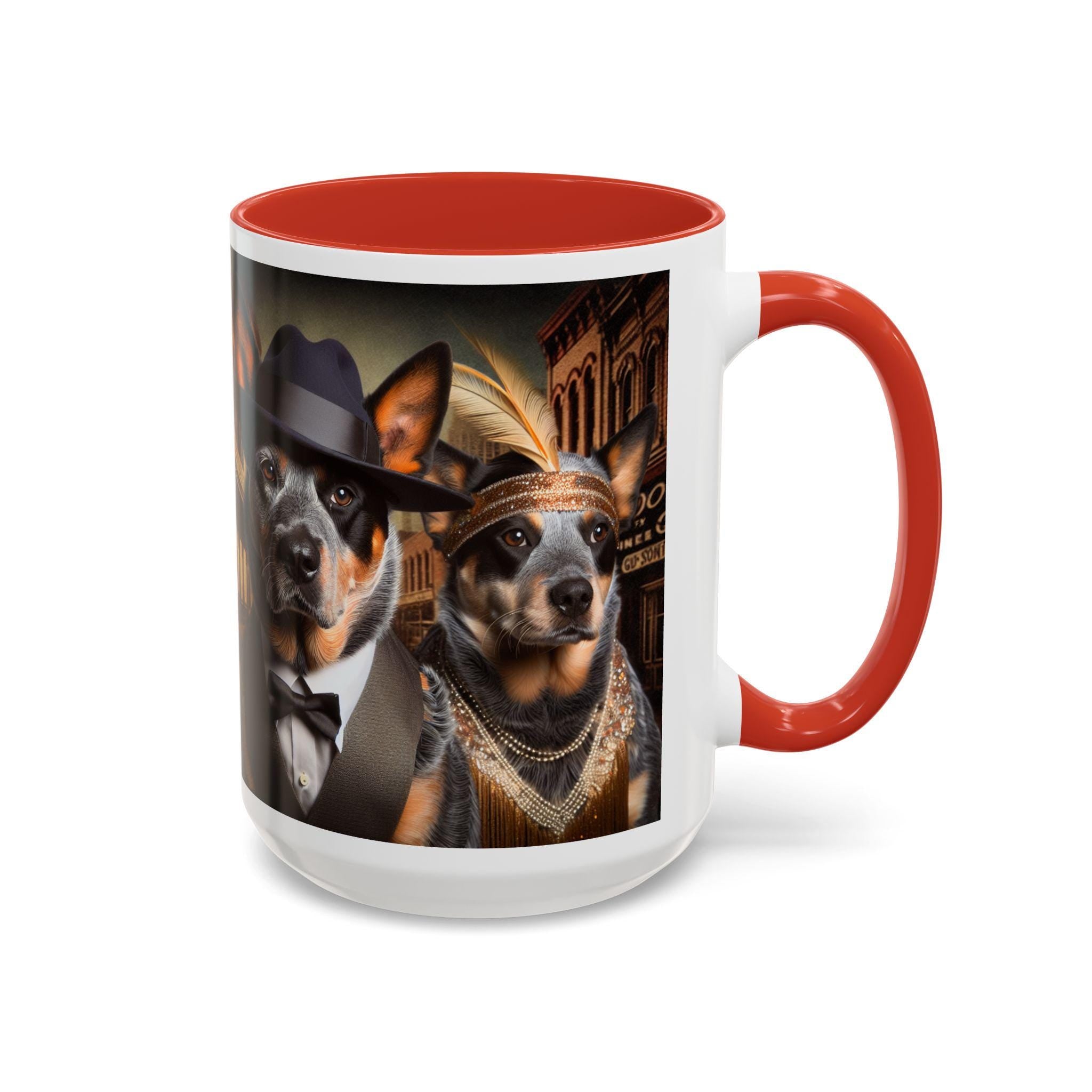 Flapper & Gangster Dog Mug – 1920s Speakeasy Duo | Vintage Australian Cattle Dog Gift