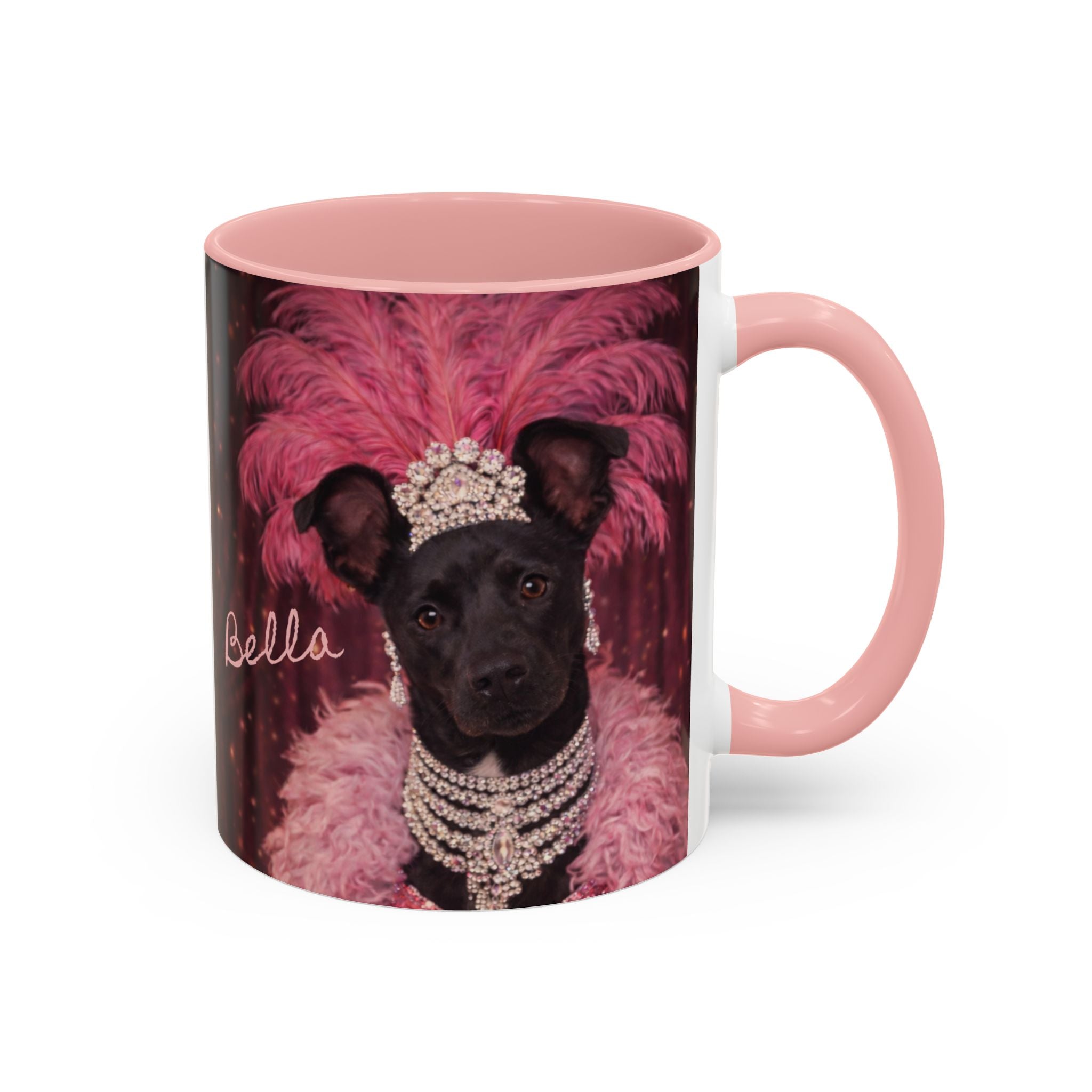 Bella the Showgirl Coffee Mug — Vintage Mob Dog Stage Design