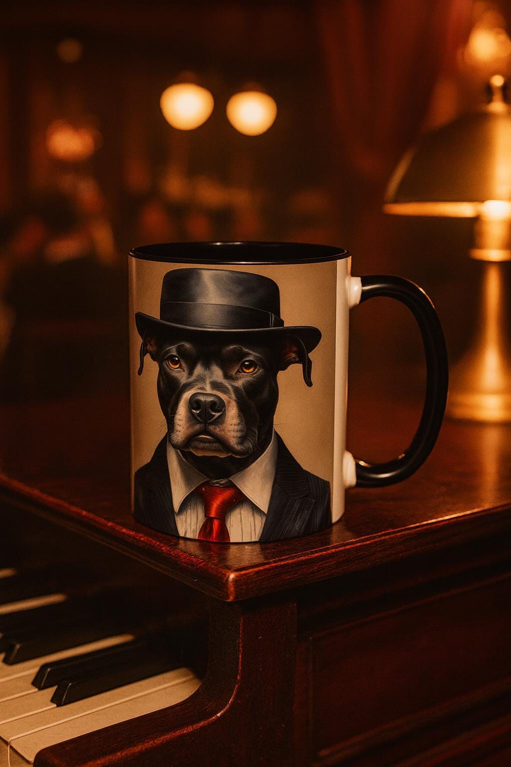 Mobster Pit Bull Coffee Mug, Gangster Animal mug, Mafia Dog cup