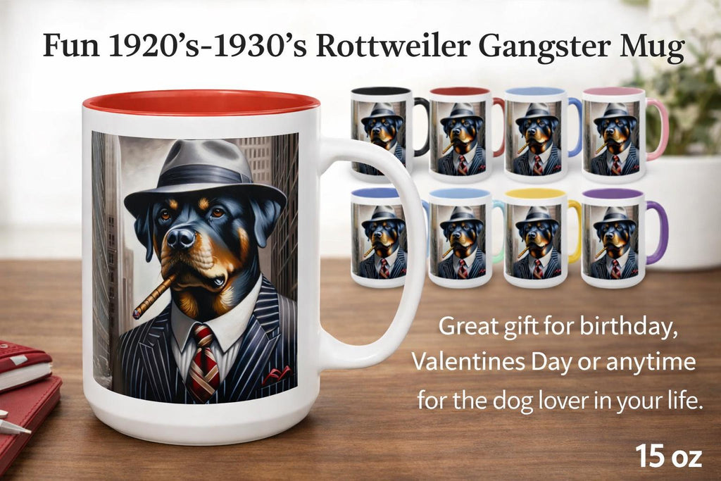 Rottweiler Gangster Ceramic Coffee Mug, Funny Dog Lover Gift