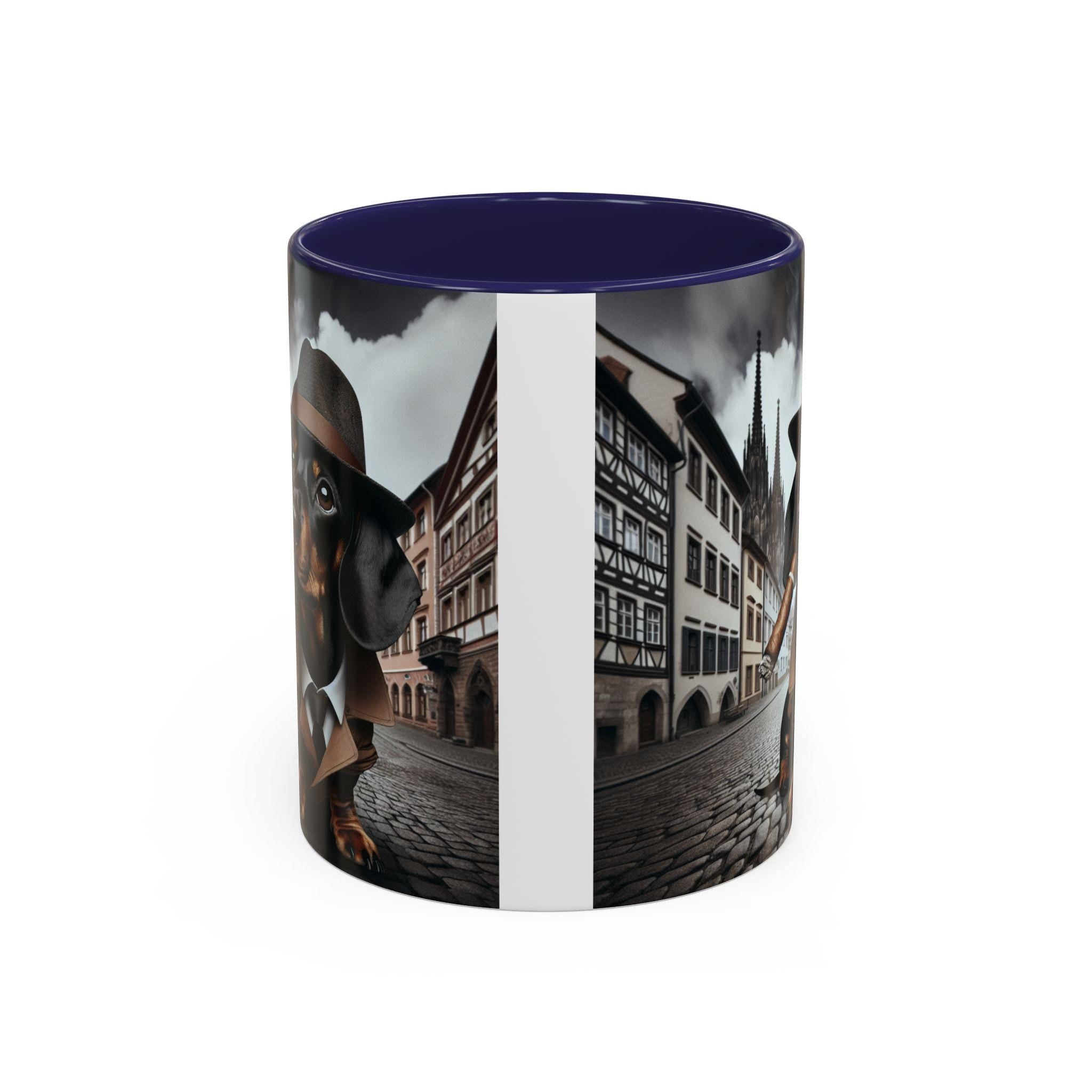 Detective Dachshund Mug – 1920s Noir Dog in Trench Coat & Fedora | Retro Mystery Gift
