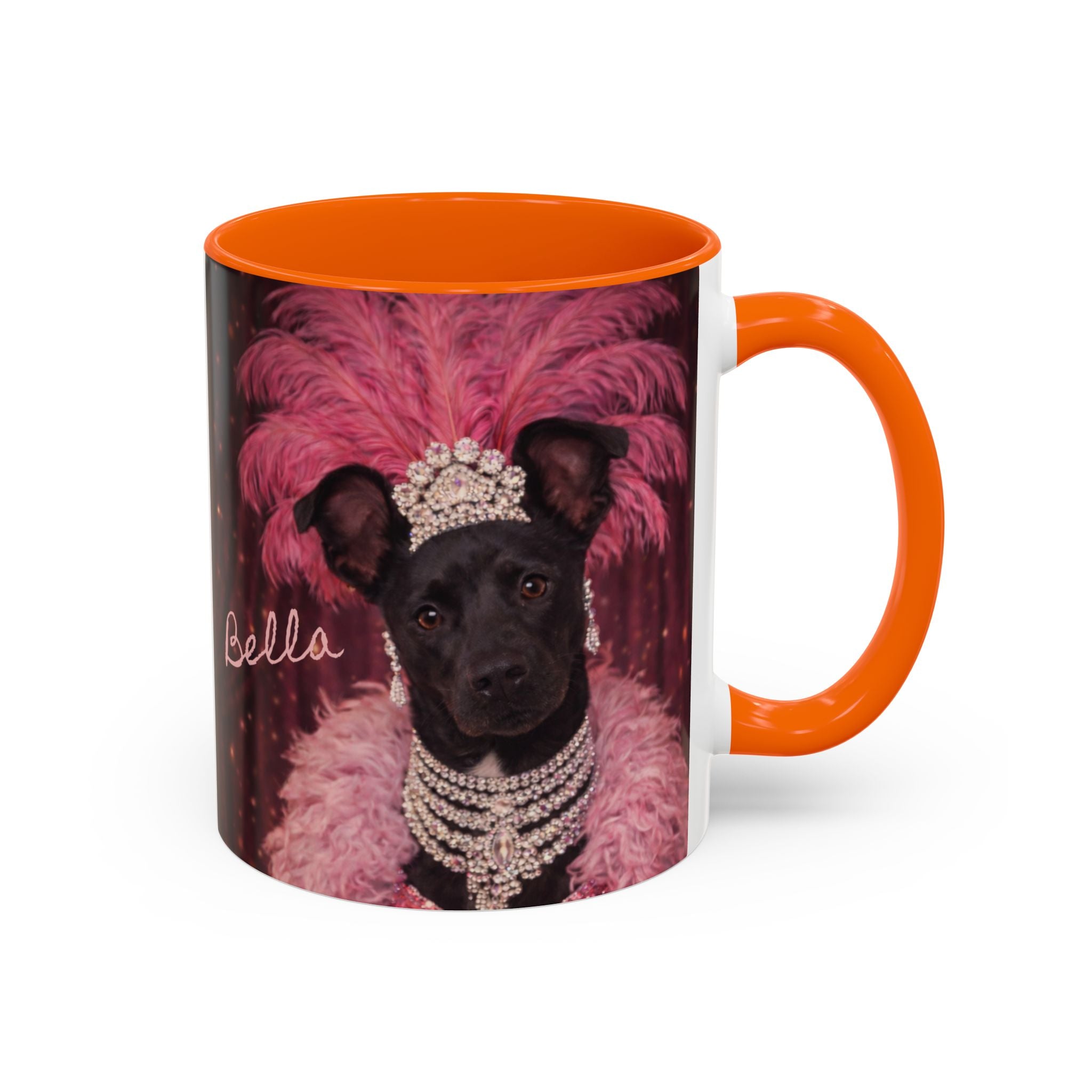 Bella the Showgirl Coffee Mug — Vintage Mob Dog Stage Design
