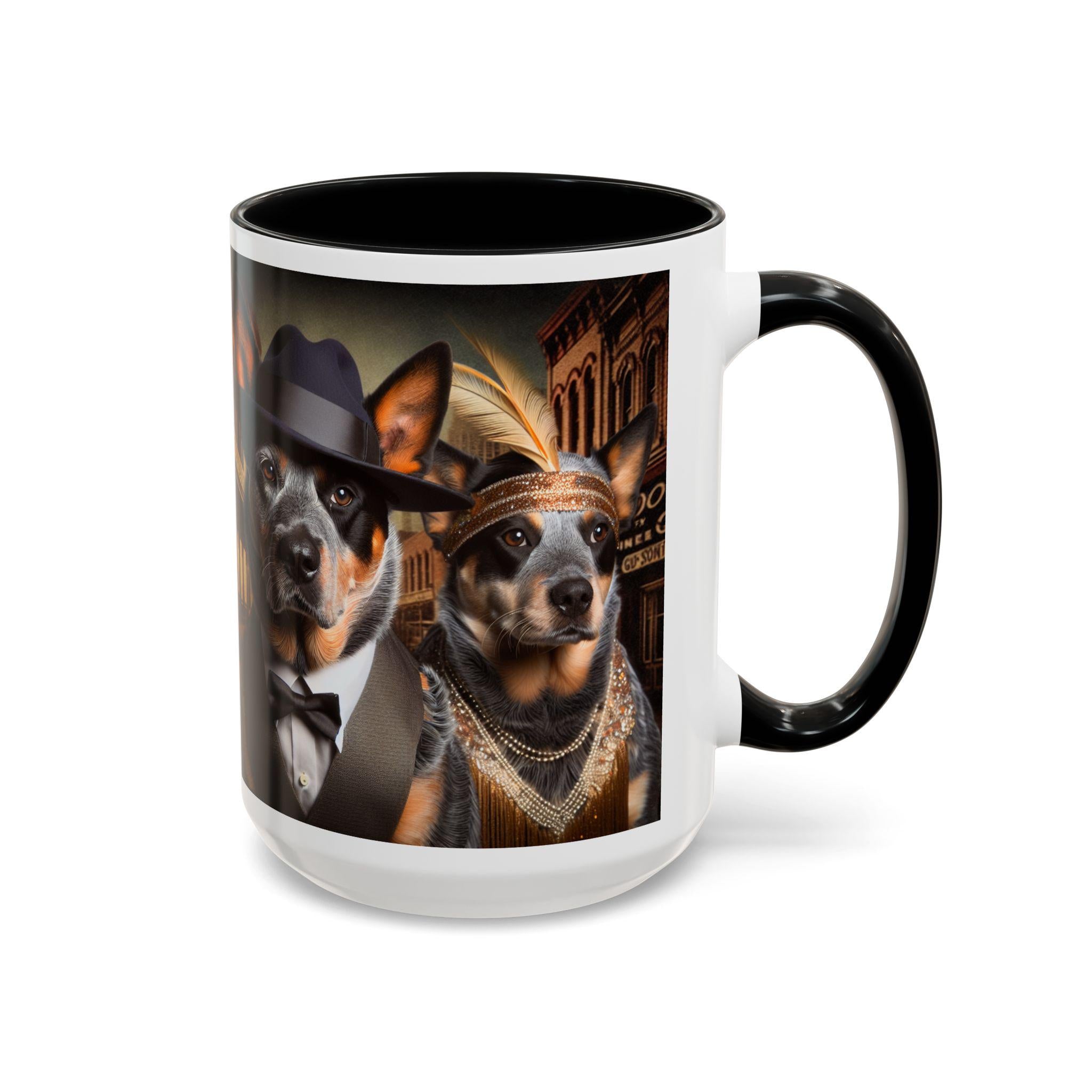 Flapper & Gangster Dog Mug – 1920s Speakeasy Duo | Vintage Australian Cattle Dog Gift