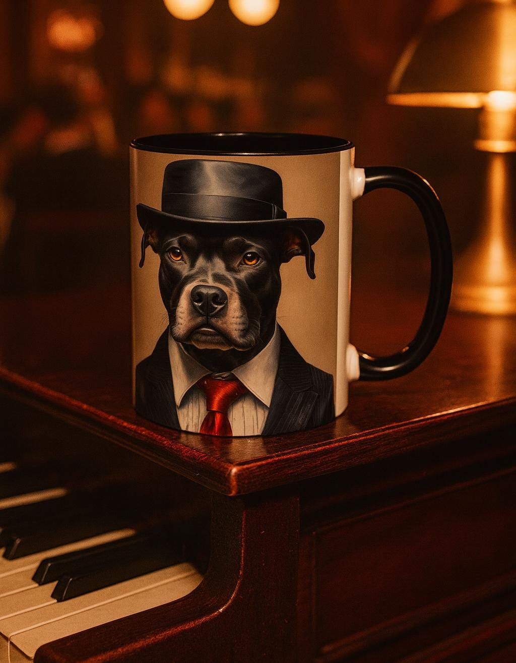 Mobster Pit Bull Coffee Mug, Gangster Animal mug, Mafia Dog cup