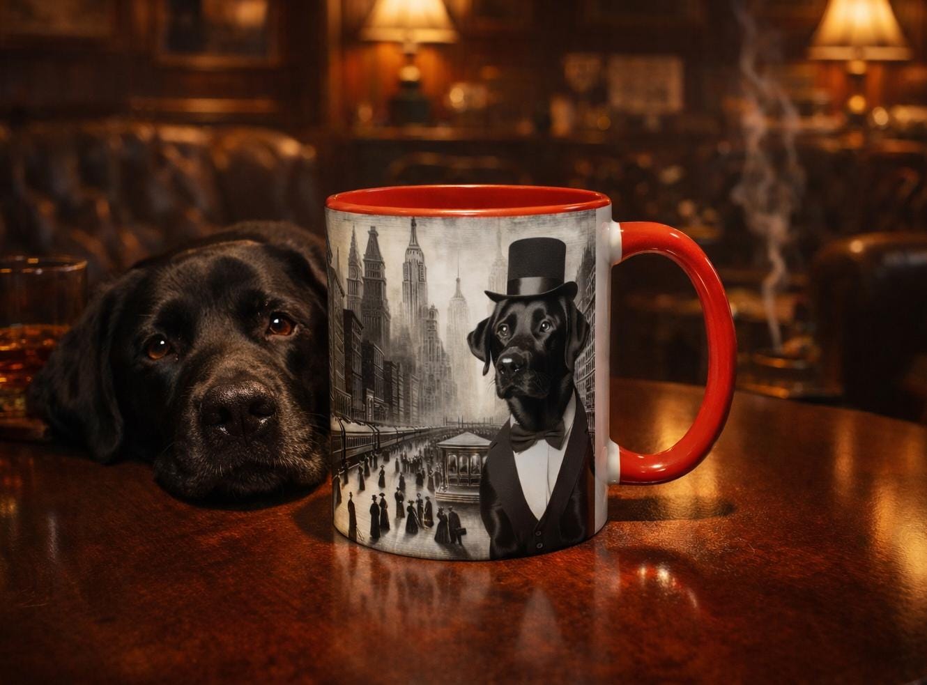 Black Lab Gentleman Mug, Funny Dog Lover Gift