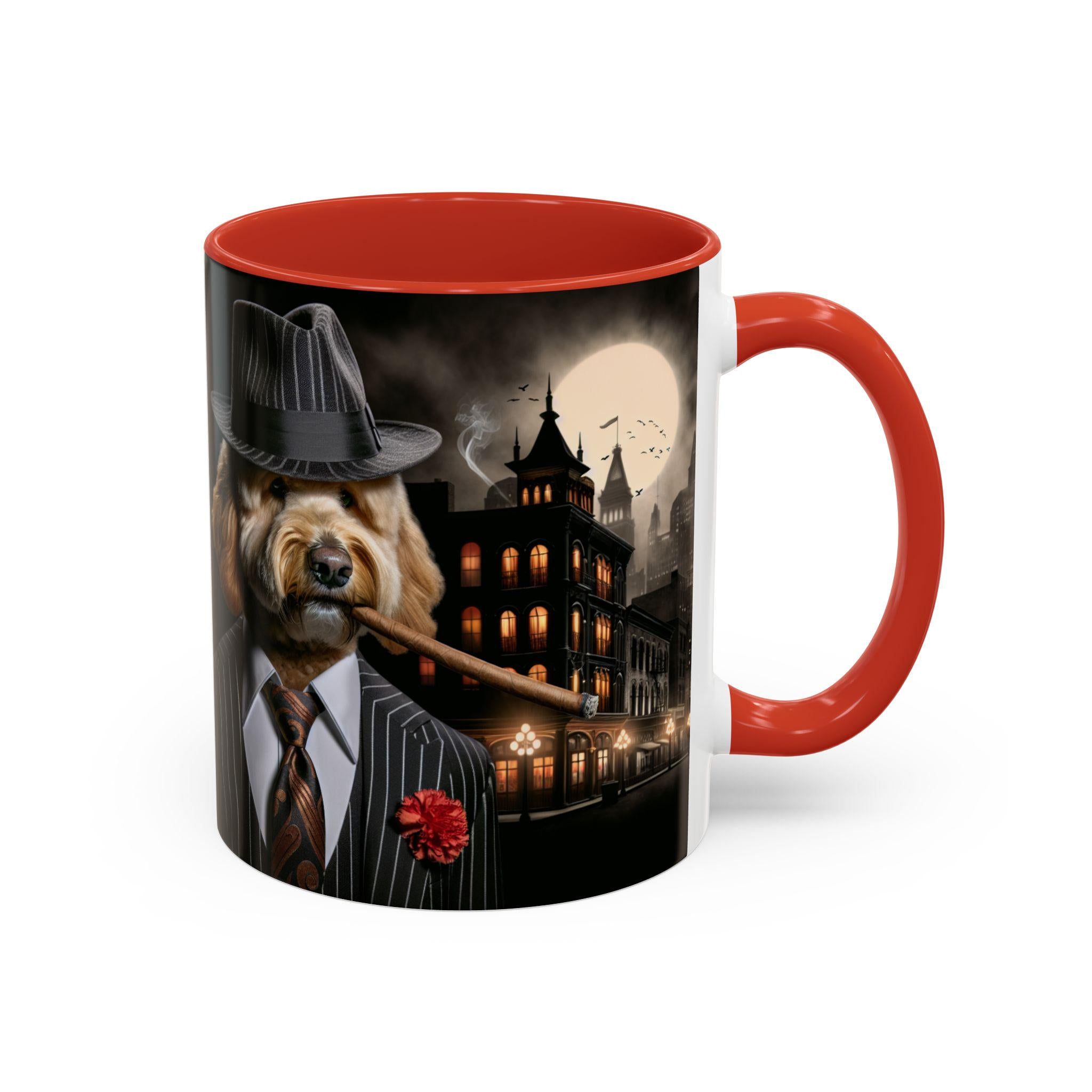 Goldendoodle Gangster Mug – 1920s Speakeasy Dog with Cigar | Vintage Noir Gift for Dog Lovers