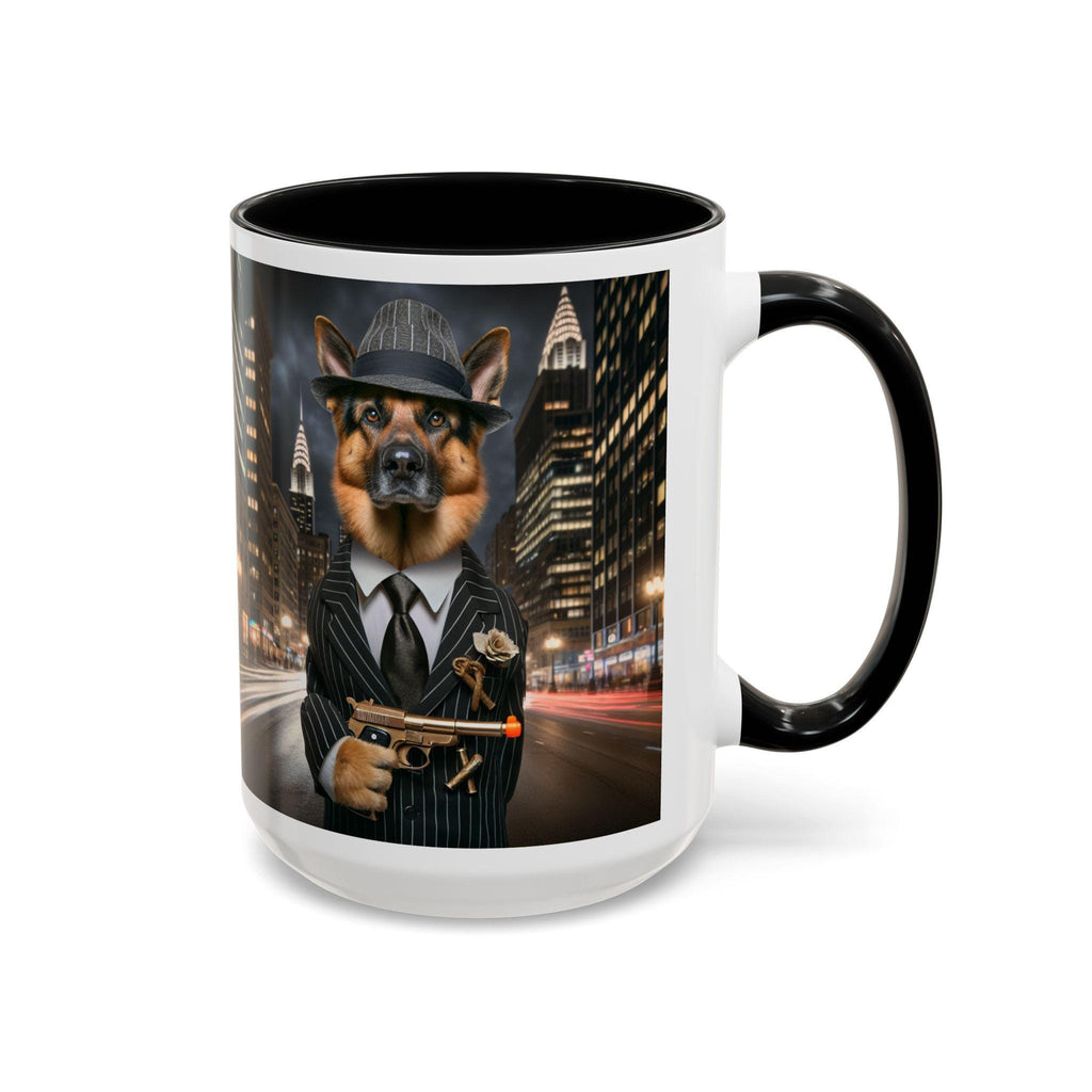 German Shepherd Gangster Accent Mug – 1920s Mob Dog Coffee Cup – Funny Dog Lover Gift