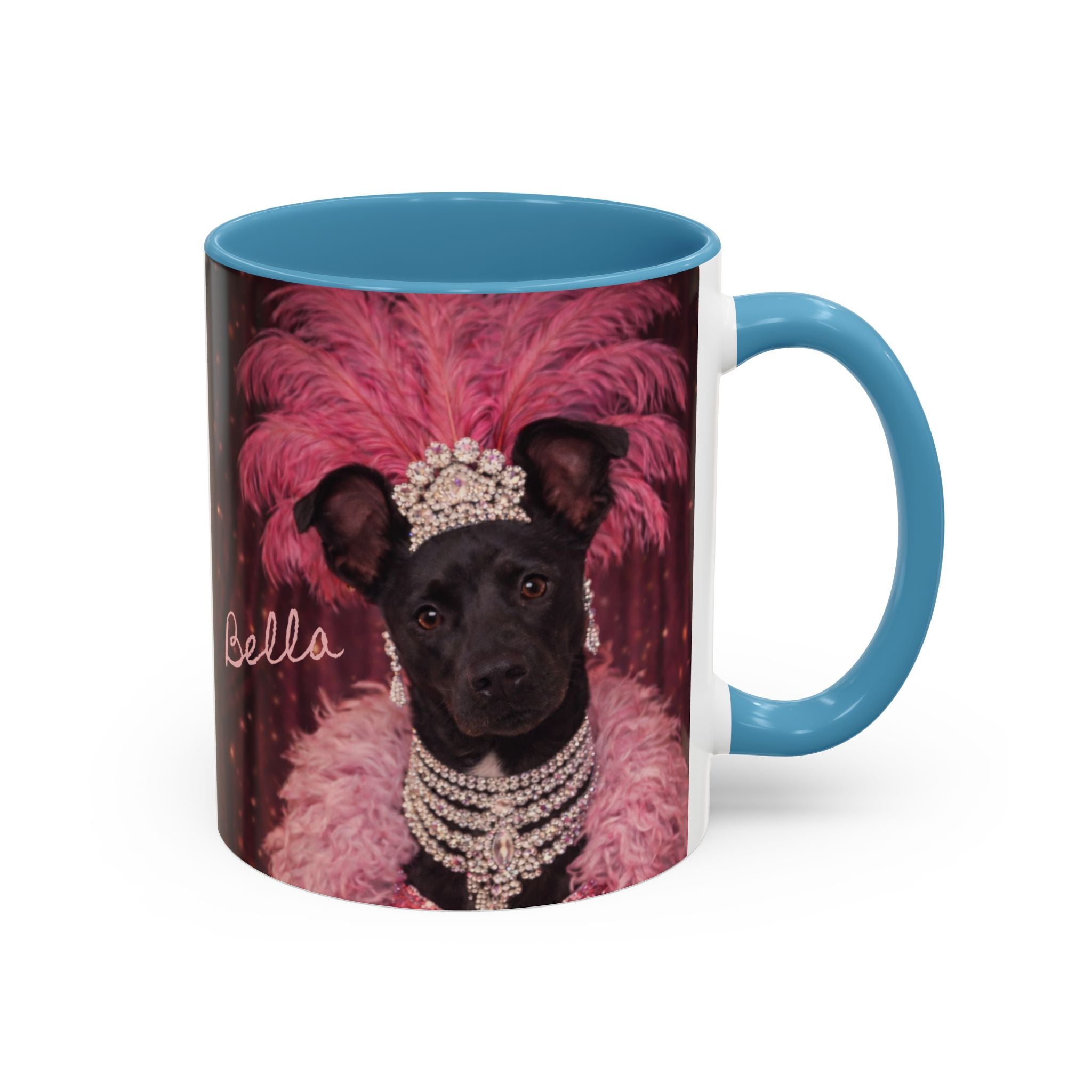 Bella the Showgirl Coffee Mug — Vintage Mob Dog Stage Design
