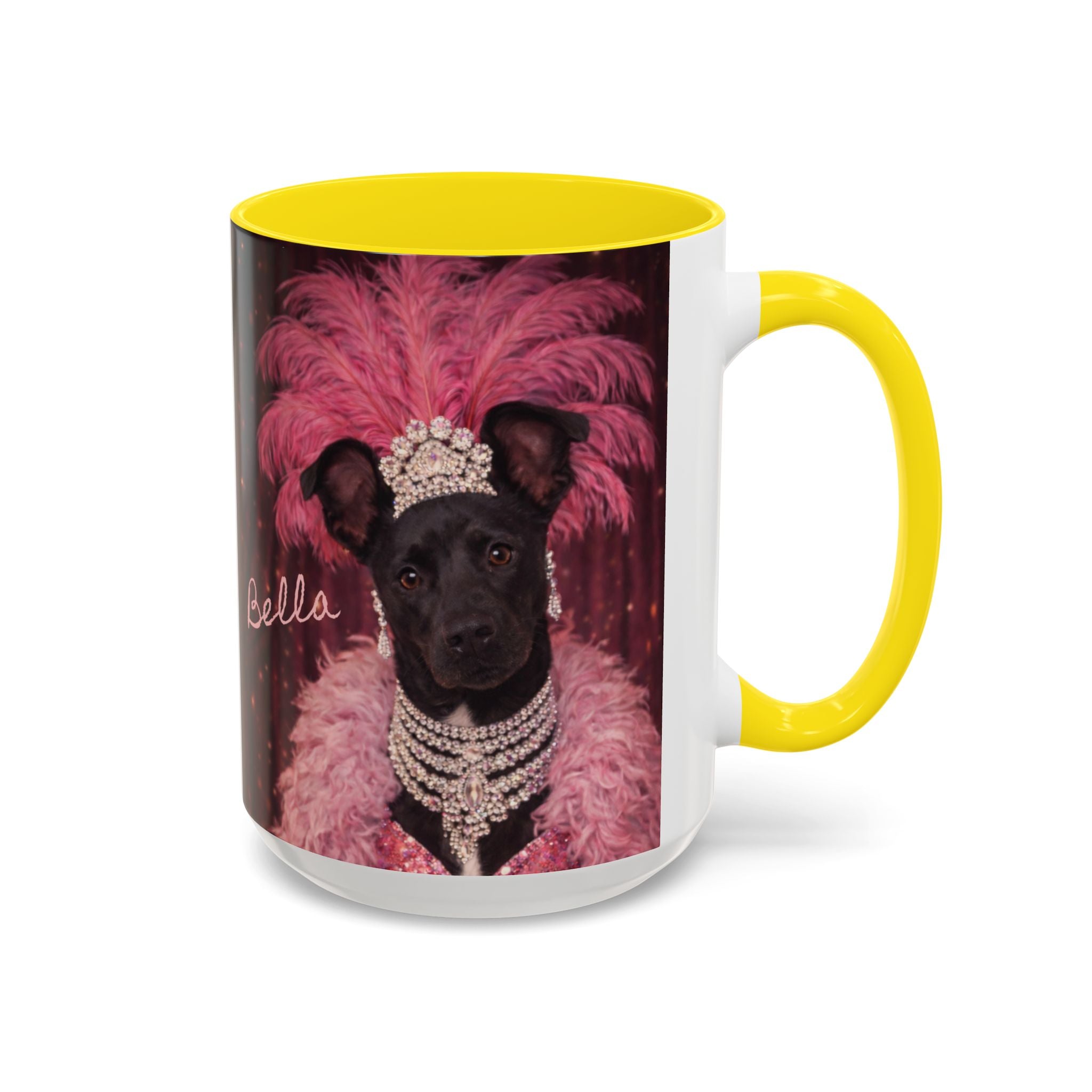 Bella the Showgirl Coffee Mug — Vintage Mob Dog Stage Design