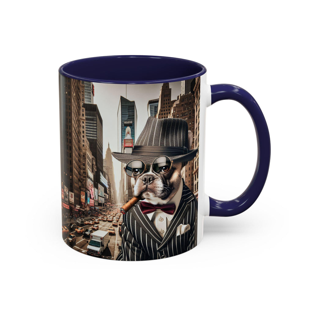 French Bulldog Ceramic Coffee Mug – 1920s Pinstripe Suit Cup, Gangster Dog Owner Gift
