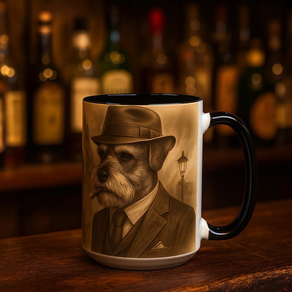 Gangster Dog accent Coffee Mug, Vintage Speakeasy Art, Funny Dog Lover Gift