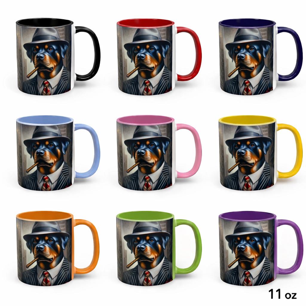 Rottweiler Gangster Ceramic Coffee Mug, Funny Dog Lover Gift