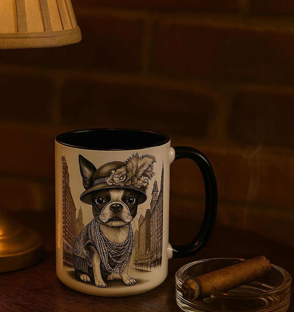 Boston Wawa Gangster Coffee Cup, Boston Terrier, Chihuahua
