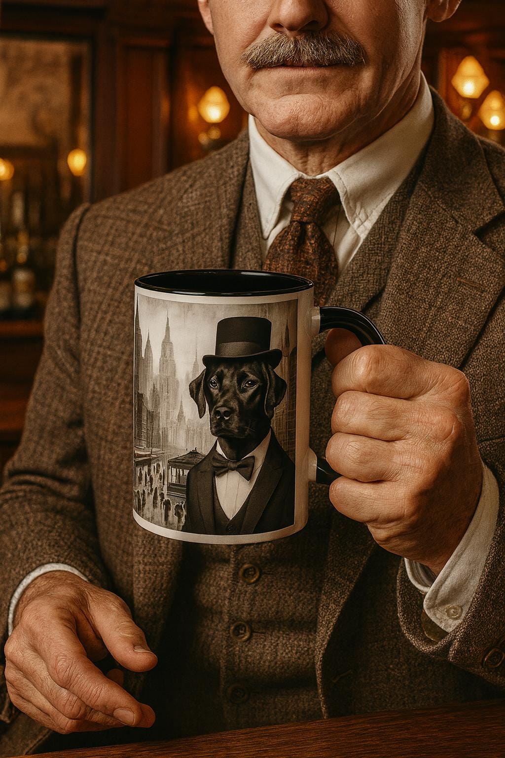 Black Lab Gentleman Mug, Funny Dog Lover Gift
