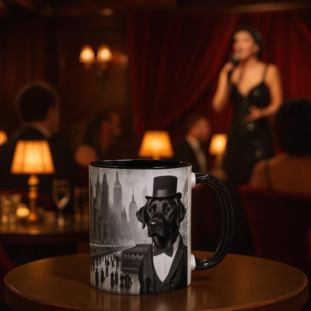 Black Lab Gentleman Mug, Funny Dog Lover Gift