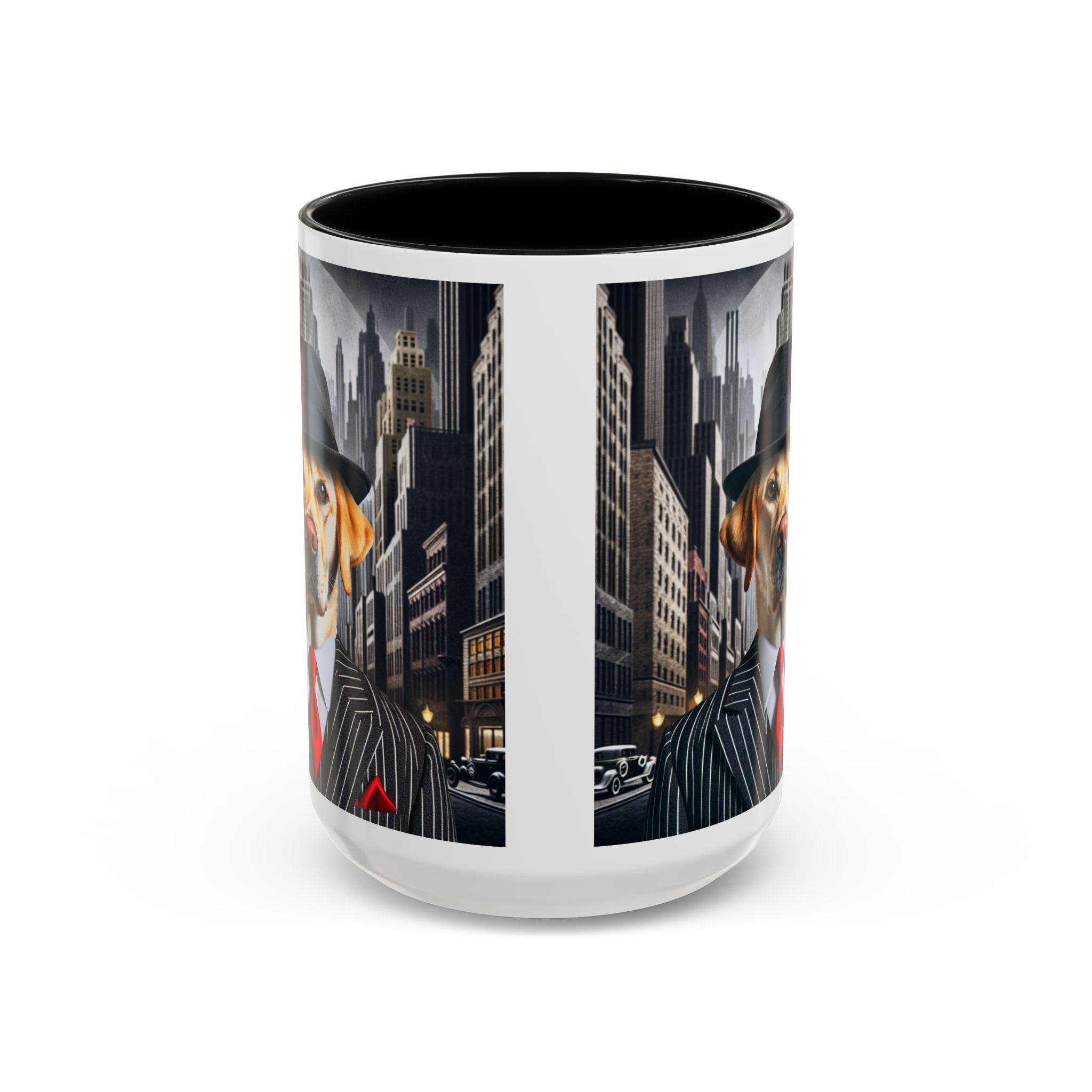 Labrador Gangster Mug – 1920s Noir Dog in Pinstripe Suit | Speakeasy Gift for Dog Lovers
