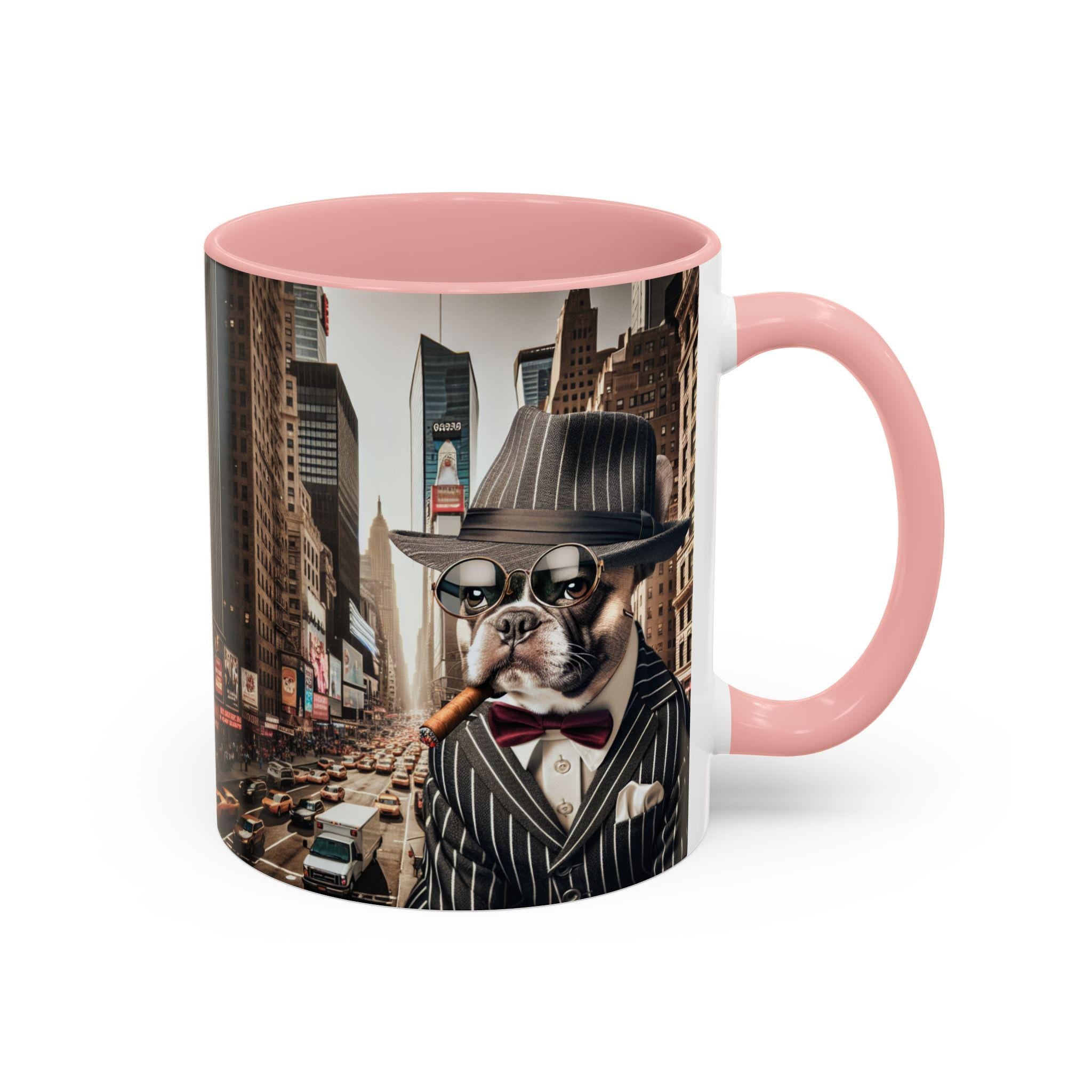 French Bulldog Ceramic Coffee Mug – 1920s Pinstripe Suit Cup, Gangster Dog Owner Gift