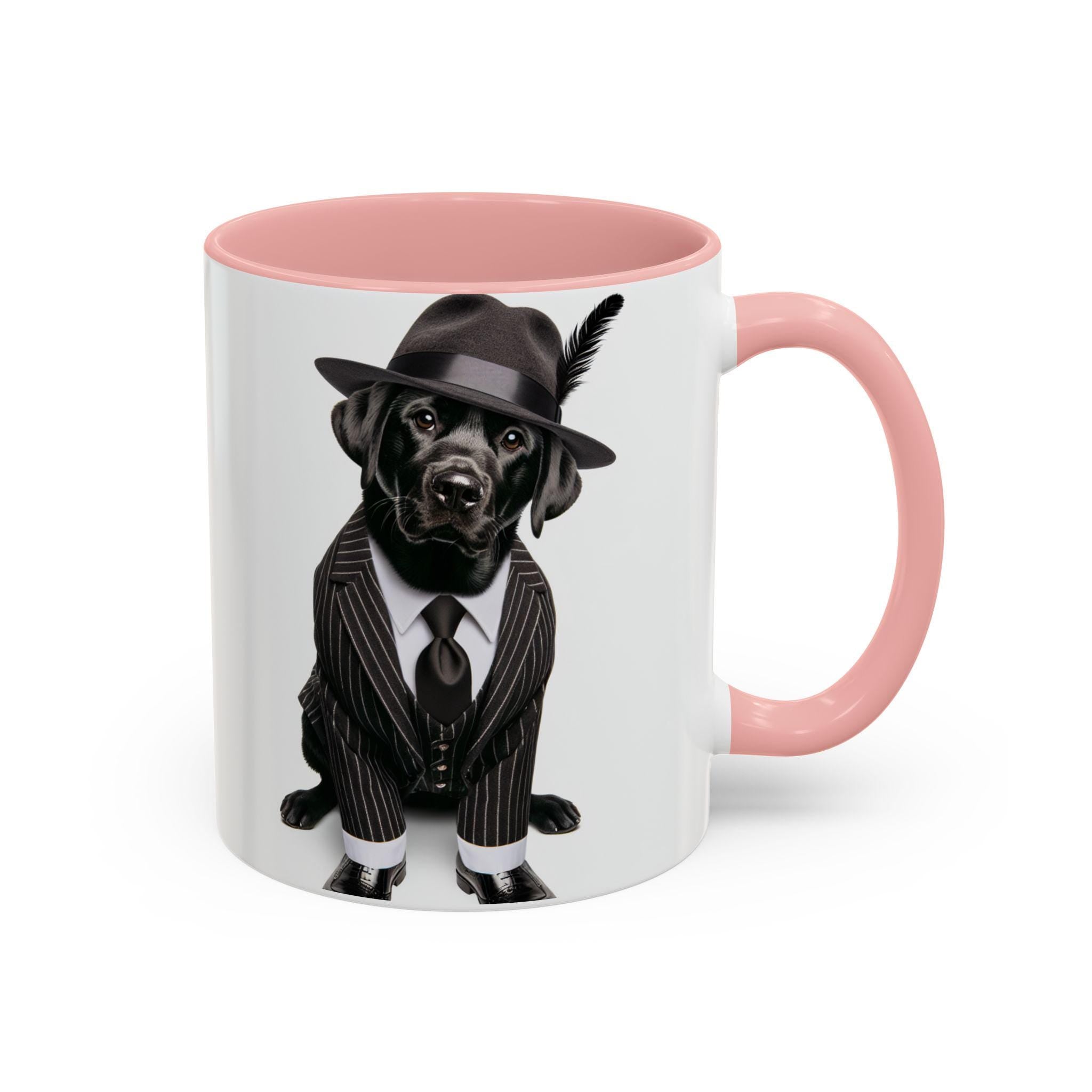 Black Lab Gentleman Accent Coffee Mug, Labrador Dog Lover Gift, Pet Owner Present